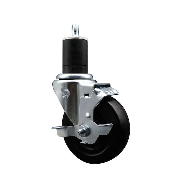 4'' SS Hard Rubber Swivel 1-3/4'' Expanding Stem Caster with Brake